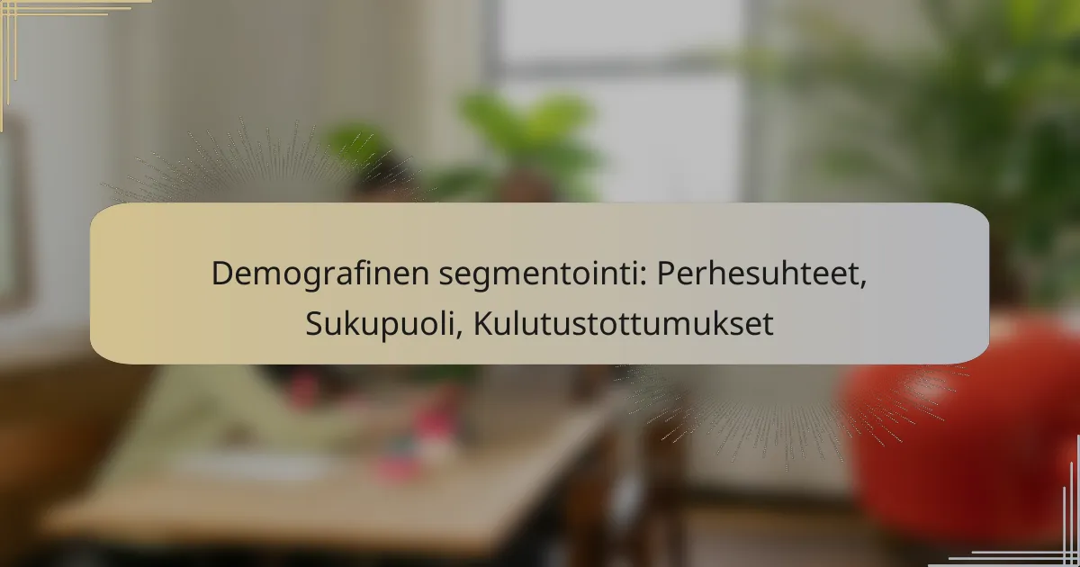 Demografinen segmentointi: Perhesuhteet, Sukupuoli, Kulutustottumukset