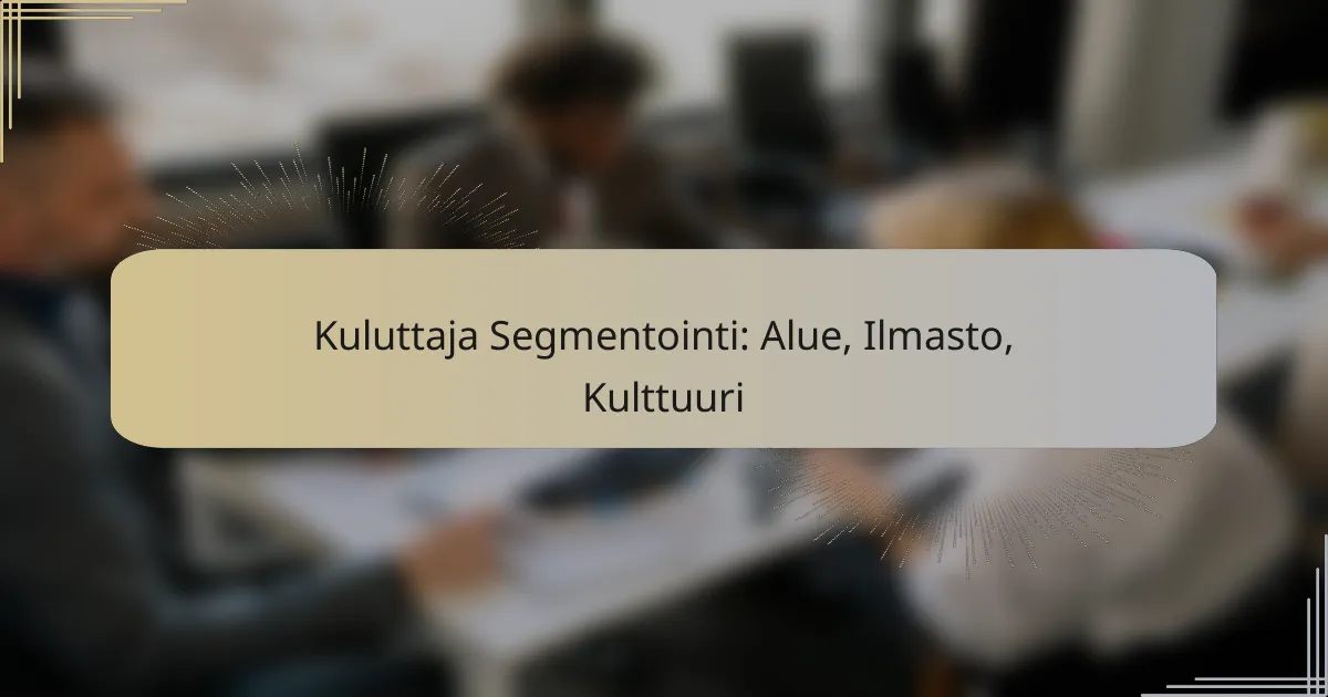 Kuluttaja Segmentointi: Alue, Ilmasto, Kulttuuri