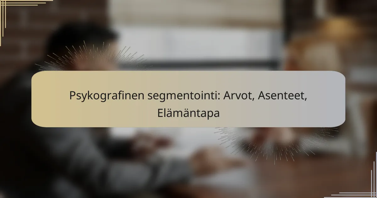Psykografinen segmentointi: Arvot, Asenteet, Elämäntapa