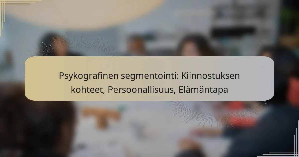 Psykografinen segmentointi: Kiinnostuksen kohteet, Persoonallisuus, Elämäntapa