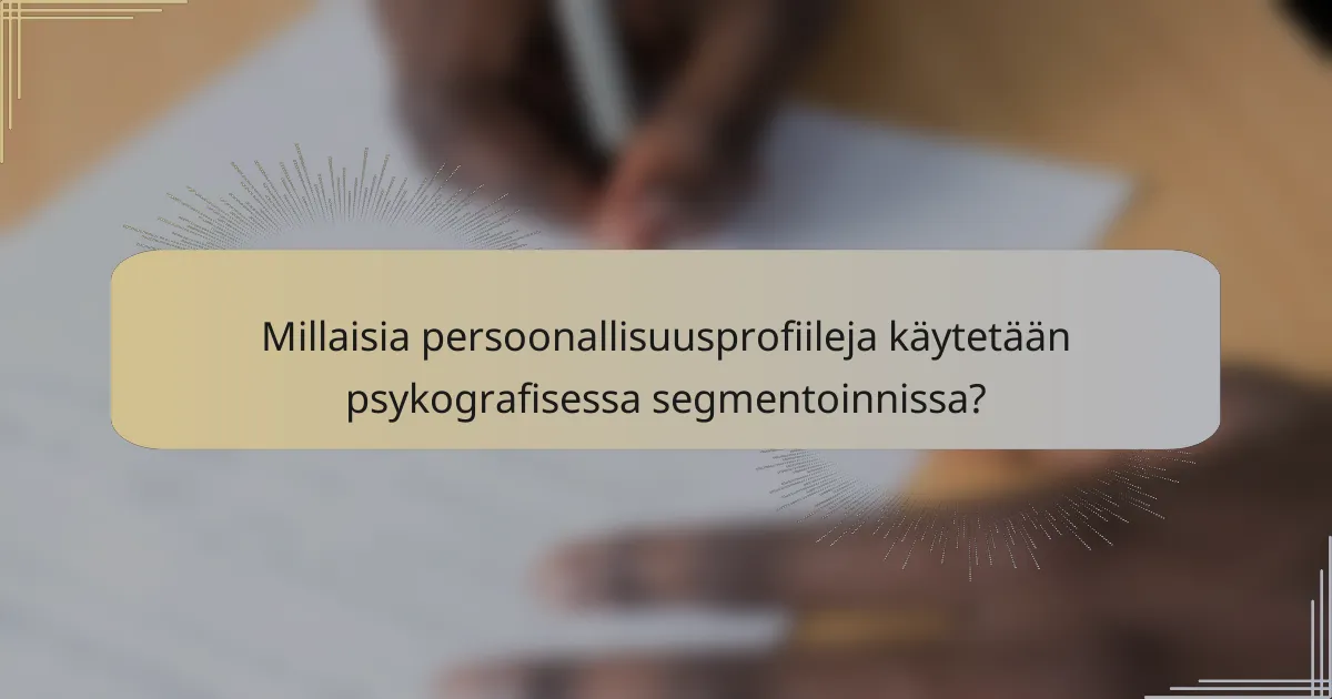 Millaisia persoonallisuusprofiileja käytetään psykografisessa segmentoinnissa?