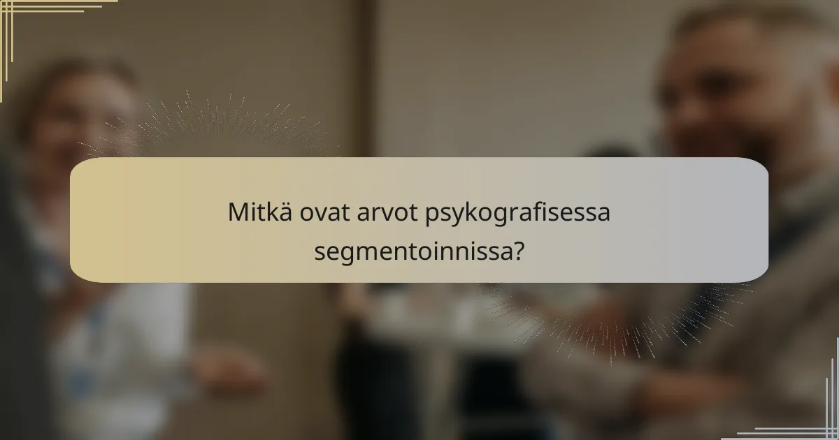 Mitkä ovat arvot psykografisessa segmentoinnissa?