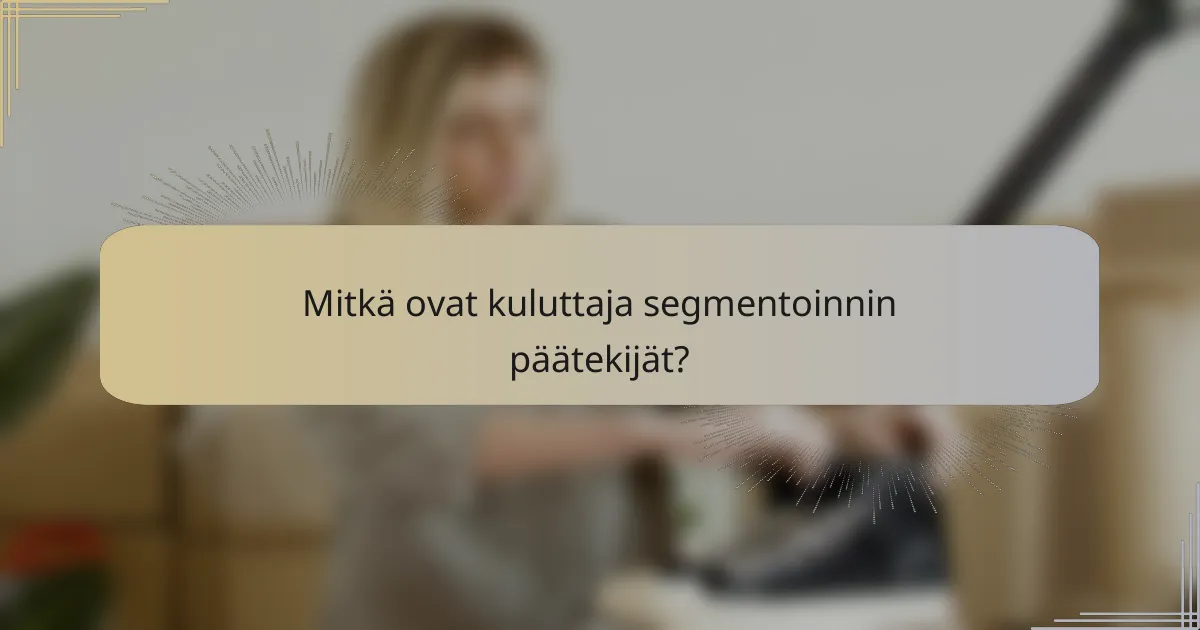 Mitkä ovat kuluttaja segmentoinnin päätekijät?