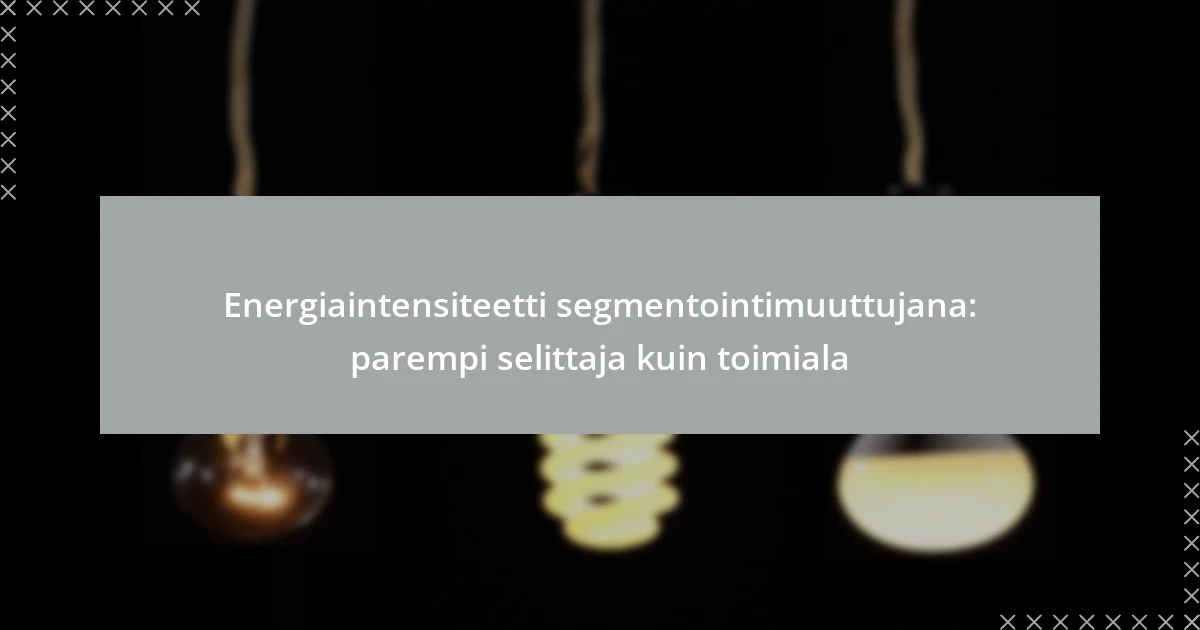 Energiaintensiteetti segmentointimuuttujana: parempi selittaja kuin toimiala