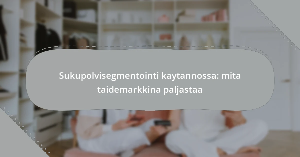 Sukupolvisegmentointi kaytannossa: mita taidemarkkina paljastaa